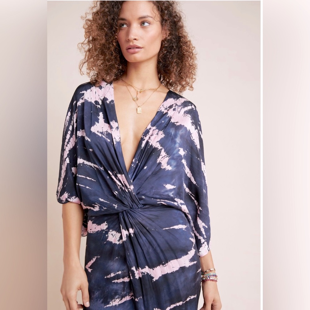 Young Fabulous & Broke Lucinta Tie-Dyed Dolman Sleeve Twist Front Maxi Dress